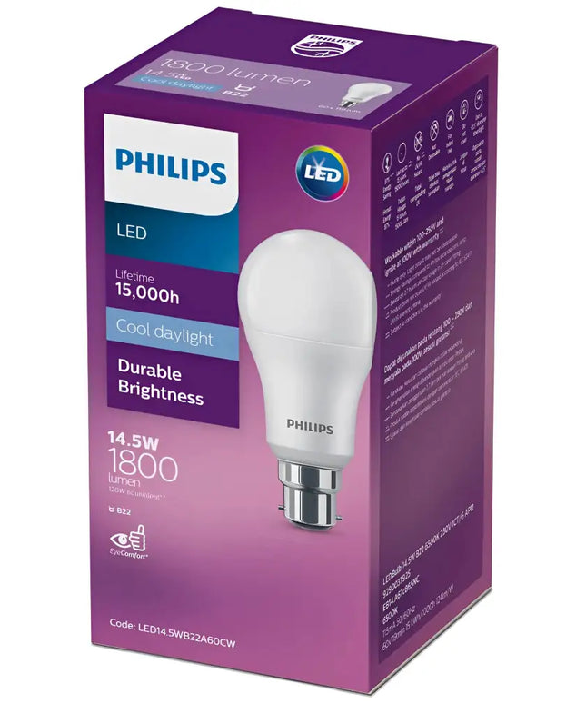 Philips A60 LED 1800lm 14.5W Megabright Globe - 14.5W BC Cool Daylight - Home & Garden > Lighting > Light Bulbs