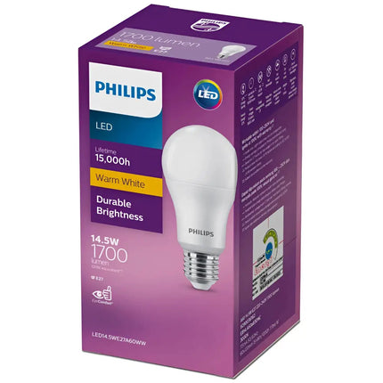 Philips A60 LED 1800lm 14.5W Megabright Globe - 14.5W ES Warm White - Home & Garden > Lighting > Light Bulbs