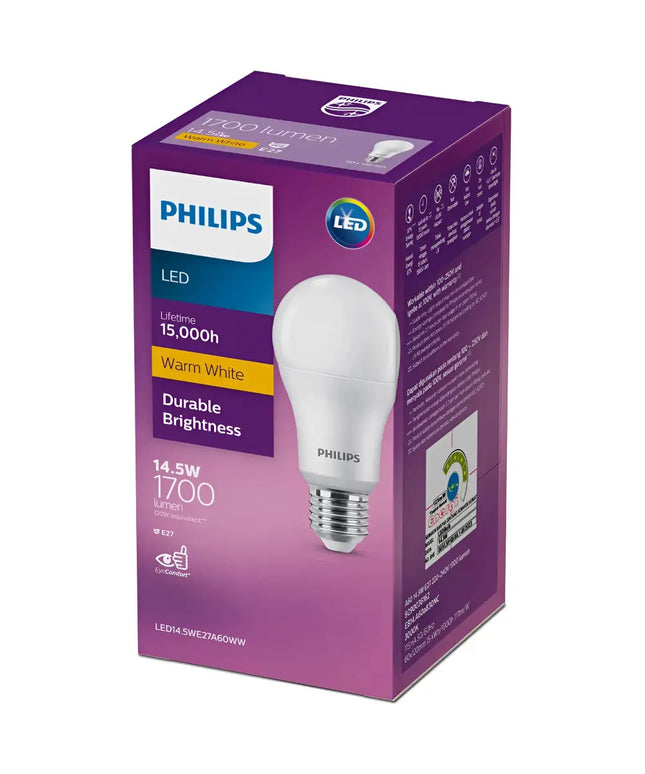 Philips A60 LED 1800lm 14.5W Megabright Globe - 14.5W ES Warm White - Home & Garden > Lighting > Light Bulbs