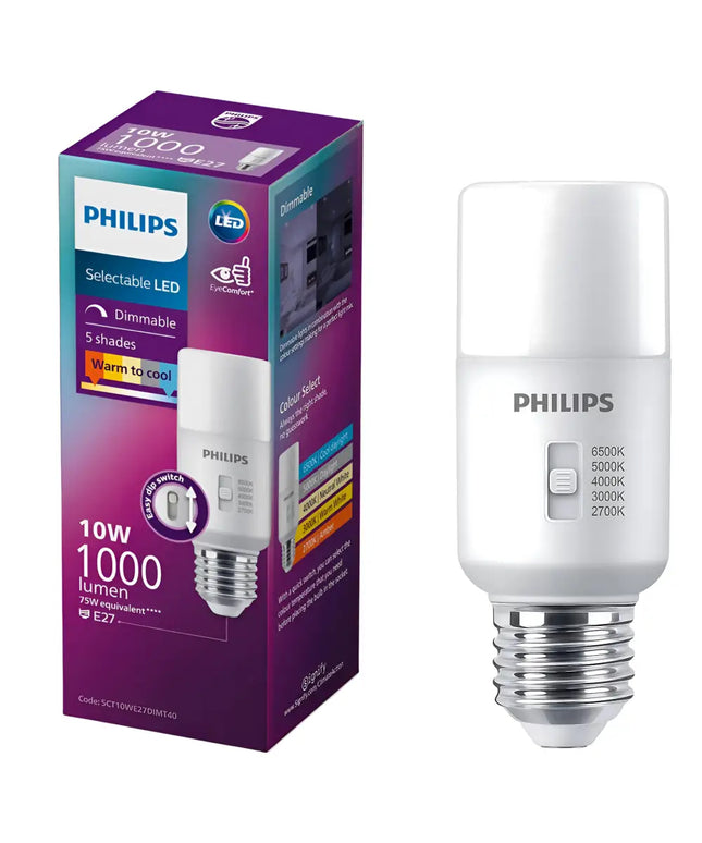 Philips LED light bulb and packaging on a white background