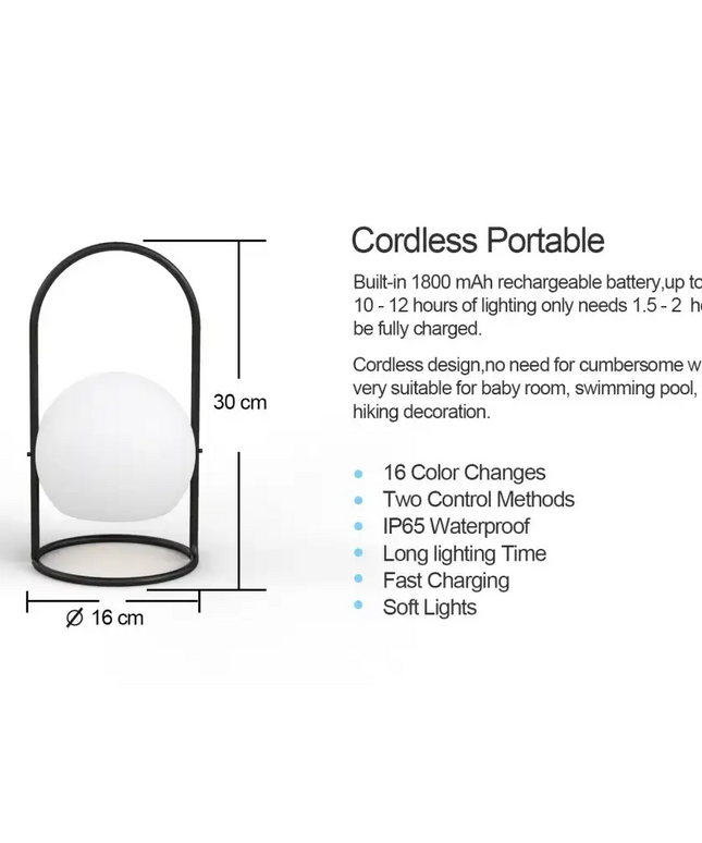 Portable LED ball Decorative Light, AC Charging, 16 RGB Color Changing 26CM Dropli, Decorative Light, a0529034