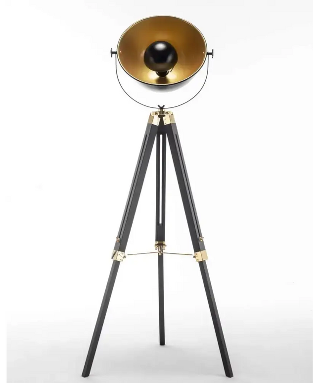 Premium Tripod Spotlight Lamp Nautical Designer Extendable Light - Matte Black - Home & Garden > Lighting