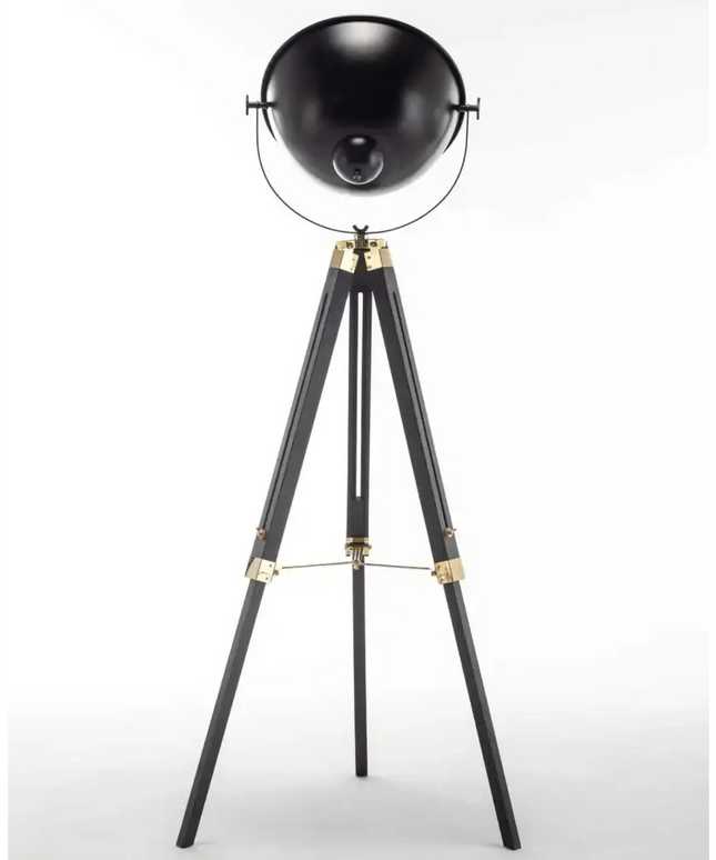 Premium Tripod Spotlight Lamp Nautical Designer Extendable Light - Matte Black - Home & Garden > Lighting