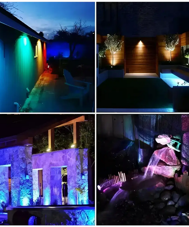 Professional Grade DIY RGB 4 Piece Solar Garden Spike 4 in 1 Kit Green Earth Lighting Australia, Garden, monetrgb