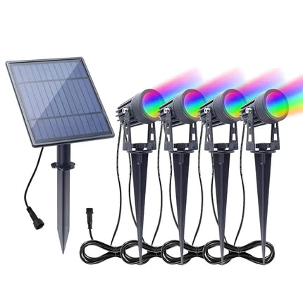 Professional Grade DIY RGB 4 Piece Solar Garden Spike 4 in 1 Kit Green Earth Lighting Australia, Garden, monetrgb
