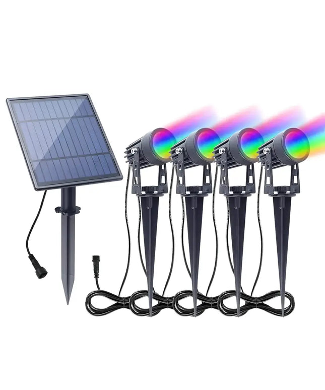 Professional Grade DIY RGB 4 Piece Solar Garden Spike 4 in 1 Kit Green Earth Lighting Australia, Garden, monetrgb