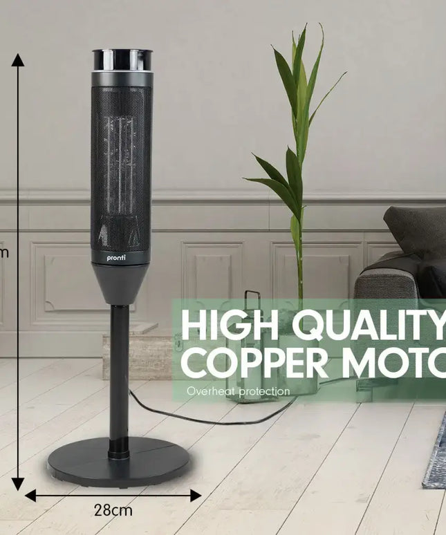 Pronti Electric Tower Heater 2000W Ceramic Portable Remote - Black - Appliances > Heaters