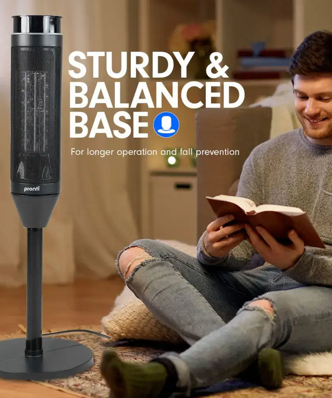Pronti Electric Tower Heater 2000W Ceramic Portable Remote - Black - Appliances > Heaters