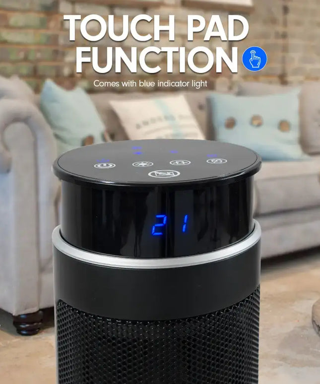 Pronti Electric Tower Heater 2000W Ceramic Portable Remote - Black - Appliances > Heaters