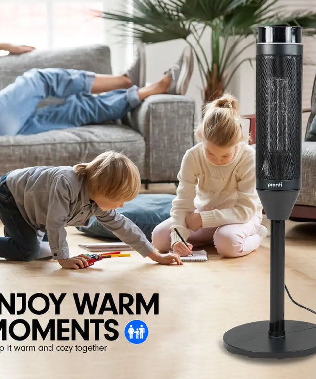 Pronti Electric Tower Heater 2000W Ceramic Portable Remote - Black - Appliances > Heaters