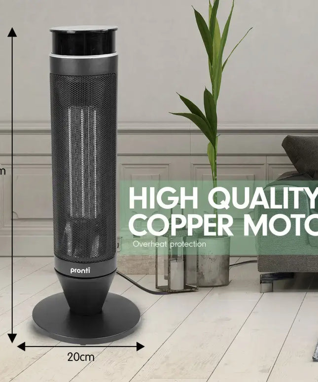 Pronti Electric Tower Heater 2000W Remote Portable - Black - Appliances > Heaters