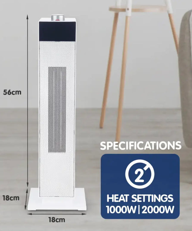Pronti Electric Tower Heater PTC Ceramic 2000W White - Appliances > Heaters