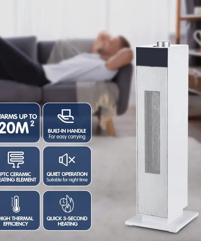 Pronti Electric Tower Heater PTC Ceramic 2000W White - Appliances > Heaters