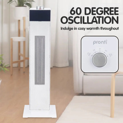 Pronti Electric Tower Heater PTC Ceramic 2000W White - Appliances > Heaters