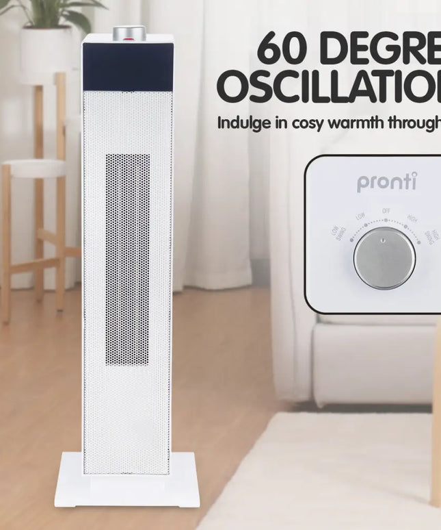 Pronti Electric Tower Heater PTC Ceramic 2000W White - Appliances > Heaters