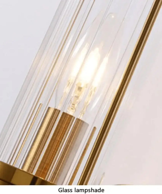 Räfflad Ribbed Glass with Antique Brass Finish Wall Light-Wall Light-Qzao