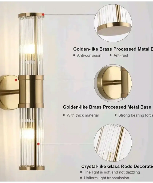 Räfflad Long Ribbed Glass with Antique Brass Finish Wall Light-Wall Light-Qzao