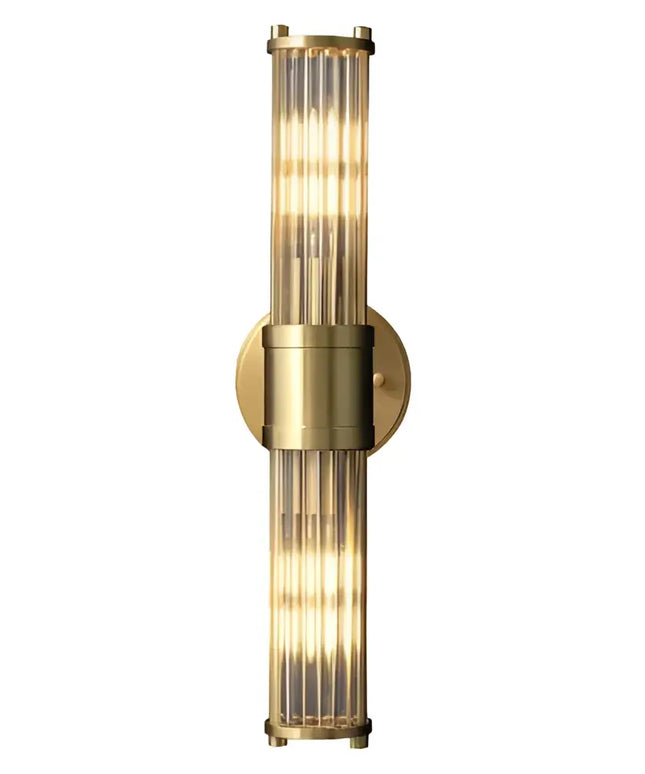 Räfflad Long Ribbed Glass with Antique Brass Finish Wall Light-Wall Light-Qzao