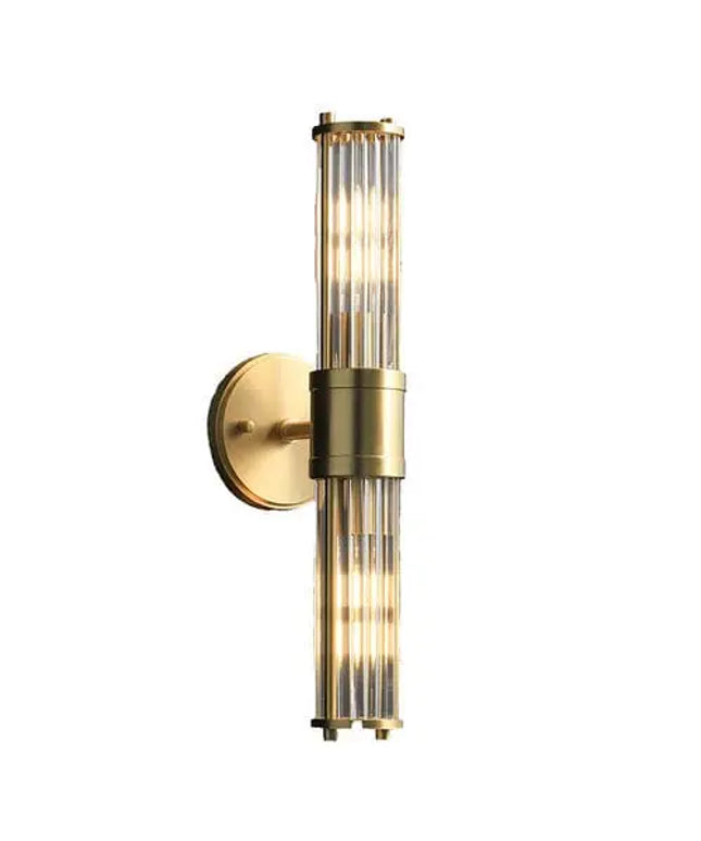 Räfflad Long Ribbed Glass with Antique Brass Finish Wall Light-Wall Light-Qzao