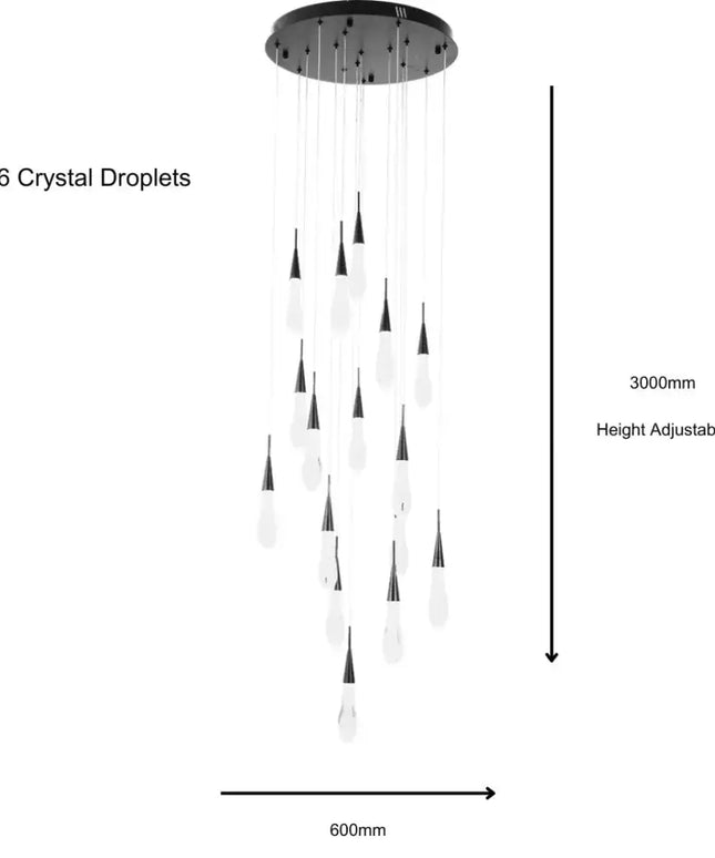 DAINTREE DEW 16-Light Drop Crystal Chandelier Pendant Light-Chandeliers-Dropli