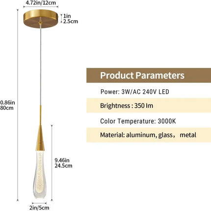 Rayne 1 - Light Drop Crystal Chandelier Pendant Light - Chandeliers - Koala Lamps and Lighting