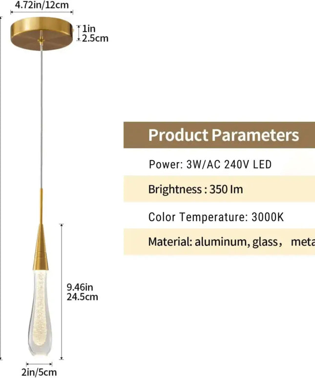 Rayne 1 - Light Drop Crystal Chandelier Pendant Light - Chandeliers - Koala Lamps and Lighting