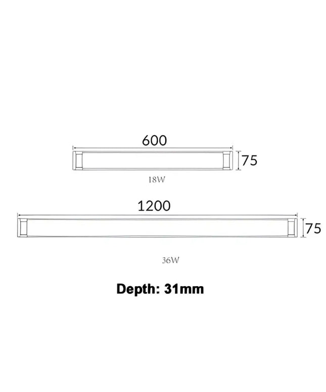 RAZORDM Interior Surface Mounted LED Dimmable Tri-CCT Batten 18W 600mm - RAZORDM001A-LED Batten Lights-CLA Lighting