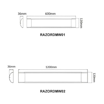 RAZORDMW Interior LED Surface Mounted Dimmable Tri-CCT Wide Batten 36W 1200mm - RAZORDMW02-LED Batten Lights-CLA Lighting