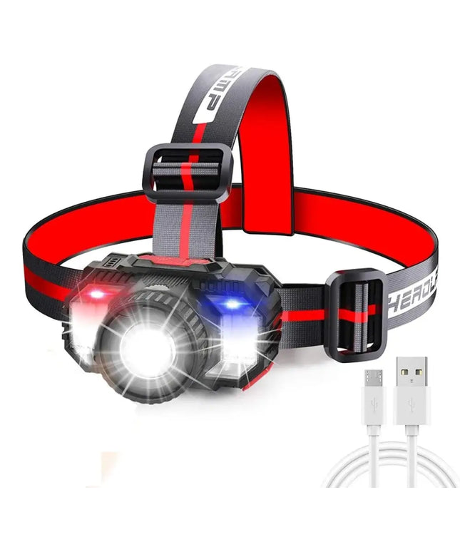 Rechargeable LED Headlamp with Motion Sensor, Zoom Function and SOS Lights for Outdoor Sports Dropli, Home & Garden > Garden Lights, v178-65593