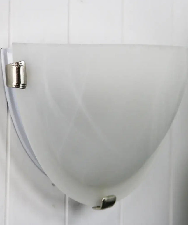 Remo Alabaster glass 1 Light Wall Light 300mm Brushed Chrome-Wall Sconce-Oriel Lighting