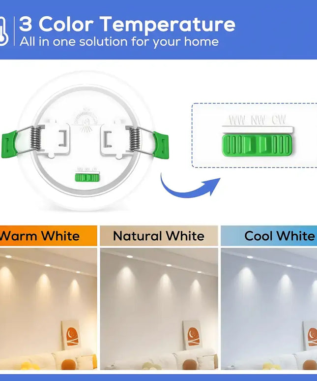 12W Tri-Colour Dimmable LED Downlight | 90mm Cut Out | Reno Optix