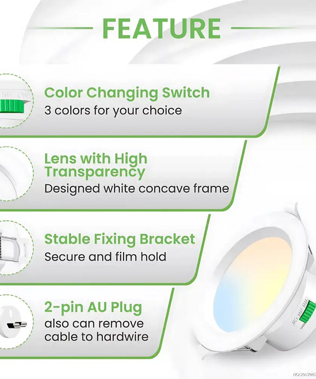 13W Tri-Colour Dimmable LED Downlight | 90mm Cut Out | Reno Powerlux