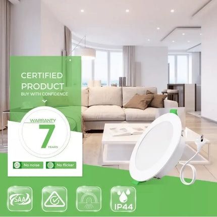 12W Tri - Colour Dimmable LED Downlight | 90mm Cut Out | Reno Sleek Trade Pack - Home & Garden > Lighting > Ceiling Lights - Alusso