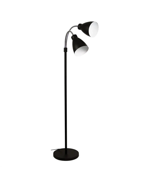 Retro 2 Light Floor Lamp Matt Black - OL91206BK-Floor Lamps-Oriel Lighting