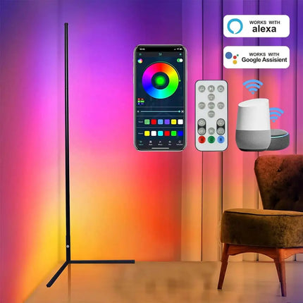 RGB LED Floor Lamp Smart Modern Stand Light - Home & Garden > Lighting