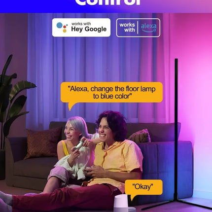 RGB LED Floor Lamp Smart Modern Stand Light - Home & Garden > Lighting