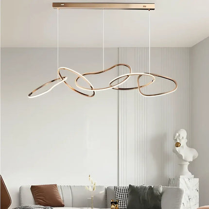 Modern abstract linked-ring chandelier from Rose Gold LED Pendant Light Adjustable Modern Ring Chandelier 150cm