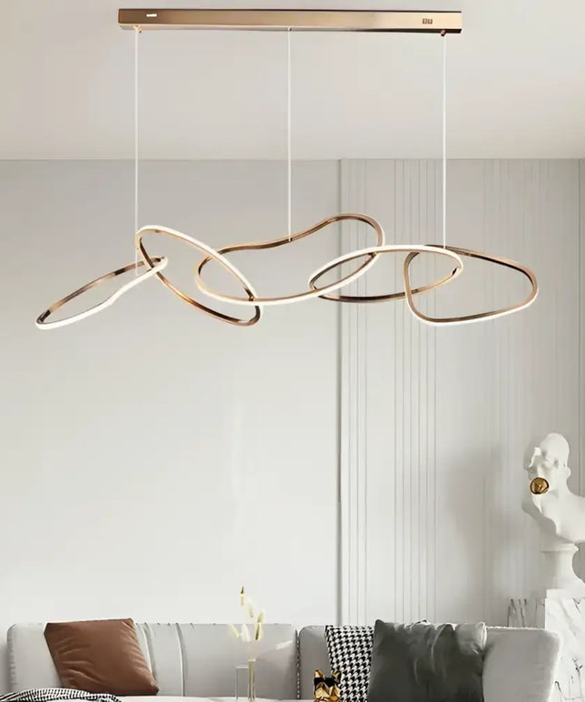 Modern abstract ring chandelier with adjustable design and Rose Gold finish