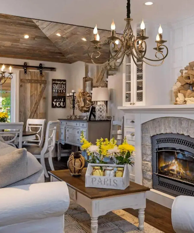 Rustic Chandeliers 8-Light French Country,Vintage Iron - Home & Garden > Lighting