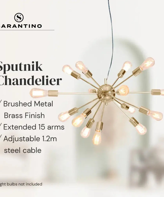 Sarantino 15-Light Sputnik Chandelier in Brass Finish-Home & Garden > Lighting-Koala Lamps and Lighting