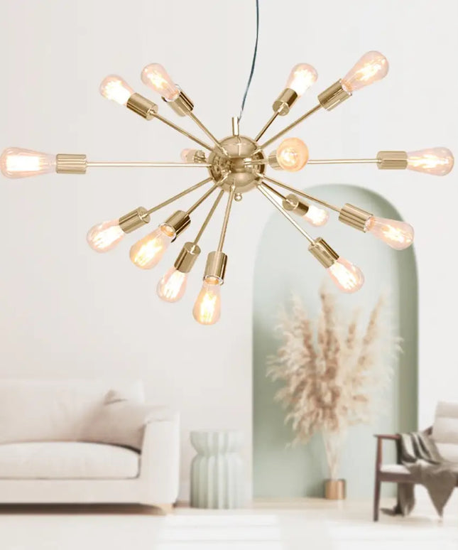Sarantino 15-Light Sputnik Chandelier in Brass Finish-Home & Garden > Lighting-Koala Lamps and Lighting