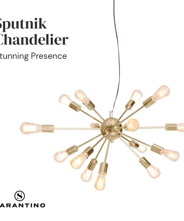 Sarantino 15-Light Sputnik Chandelier in Brass Finish-Home & Garden > Lighting-Koala Lamps and Lighting