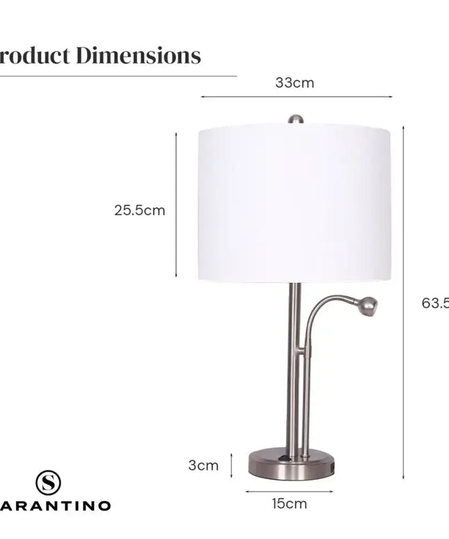 Sarantino 2-in-1 Table Lamp with LED Reading Light-Home & Garden > Lighting-Koala Lamps and Lighting