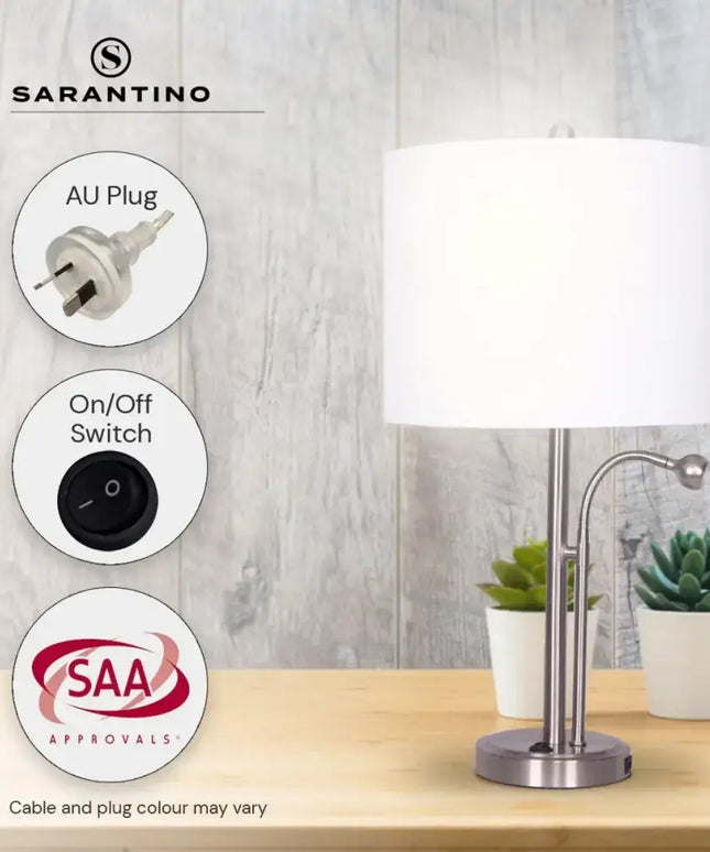 Sarantino 2-in-1 Table Lamp with LED Reading Light-Home & Garden > Lighting-Koala Lamps and Lighting