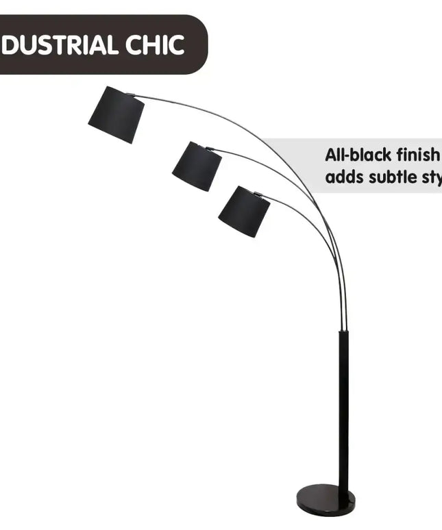 Sarantino 3-Light Arc Floor Lamp Adjustable Black 3 Shades-Home & Garden > Lighting-Koala Lamps and Lighting
