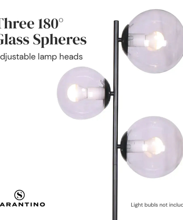 Sarantino 3-Light Black Metal Floor Lamp-Home & Garden > Lighting-Koala Lamps and Lighting