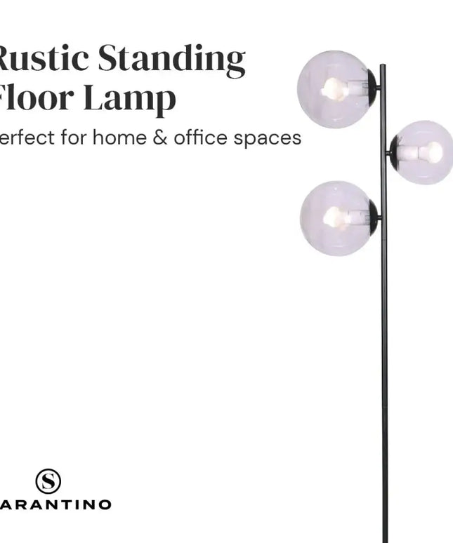 Sarantino 3-Light Black Metal Floor Lamp-Home & Garden > Lighting-Koala Lamps and Lighting