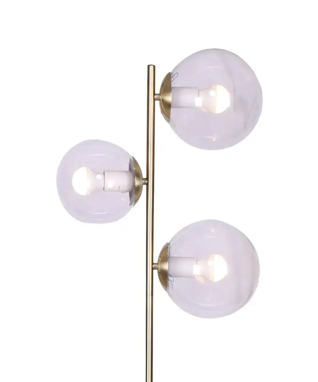 Sarantino 3-Light Gold Metal Floor Lamp with Glass Shades-Home & Garden > Lighting-Koala Lamps and Lighting
