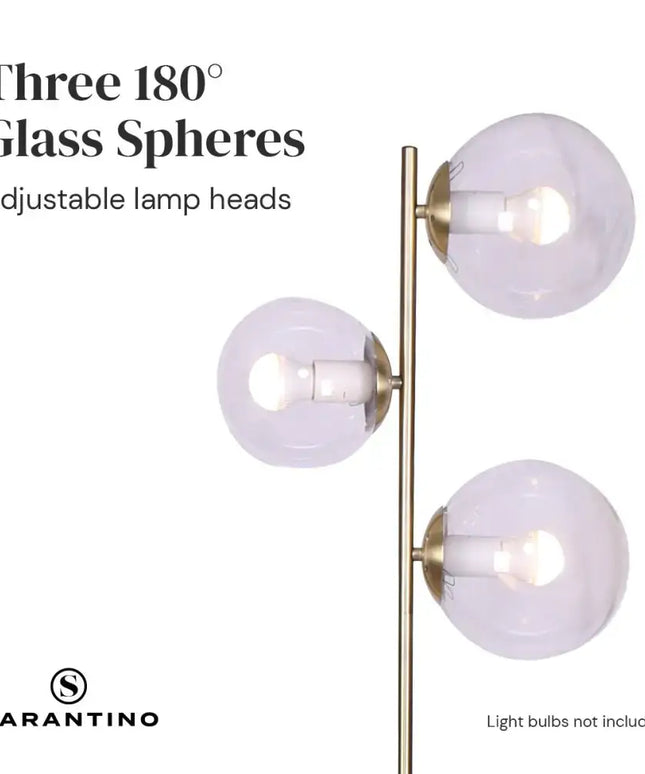 Sarantino 3-Light Gold Metal Floor Lamp with Glass Shades-Home & Garden > Lighting-Koala Lamps and Lighting