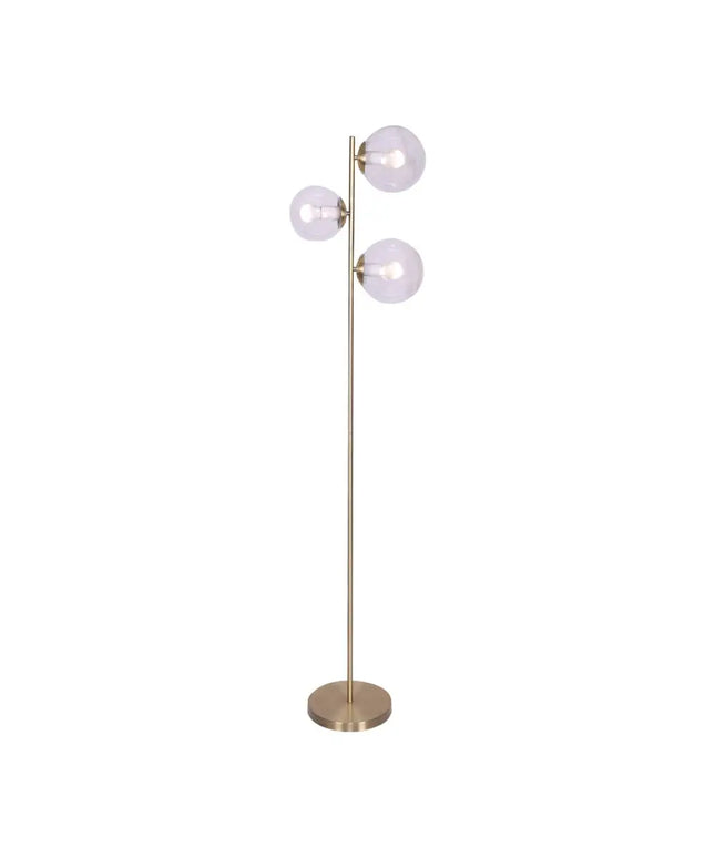 Sarantino 3-Light Gold Metal Floor Lamp with Glass Shades-Home & Garden > Lighting-Koala Lamps and Lighting